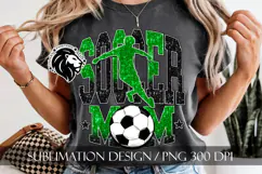 Soccer Mom Sublimation PNG, Green Black Glitter Product Image 5