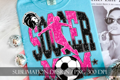 Soccer Mom Sublimation PNG, Pink Black Glitter Product Image 4