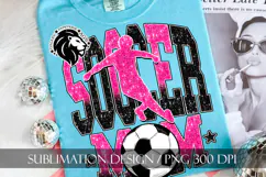 Soccer Mom Sublimation PNG, Pink Black Glitter Product Image 4