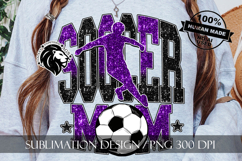 Soccer Mom Sublimation PNG, Purple Black Glitter Product Image 2