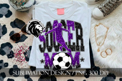 Soccer Mom Sublimation PNG, Purple Black Glitter Product Image 4