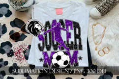 Soccer Mom Sublimation PNG, Purple Black Glitter Product Image 4