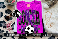 Soccer Mom Sublimation PNG, Purple Black Glitter Product Image 5