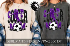 Soccer Mom Sublimation PNG, Purple Black Glitter Product Image 6