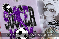 Soccer Mom Sublimation PNG, Purple Black Glitter Product Image 1