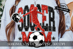 Soccer Mom Sublimation PNG, Red Black Glitter Product Image 2