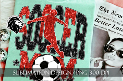 Soccer Mom Sublimation PNG, Red Black Glitter Product Image 1