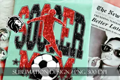 Soccer Mom Sublimation PNG, Red Black Glitter Product Image 1