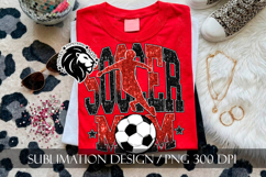 Soccer Mom Sublimation PNG, Red Black Glitter Product Image 5