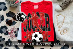 Soccer Mom Sublimation PNG, Red Black Glitter Product Image 5