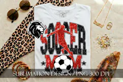 Soccer Mom Sublimation PNG, Red Black Glitter Product Image 6