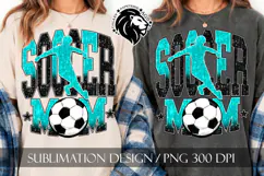 Soccer Mom Sublimation PNG, Teal Black Glitter Product Image 2