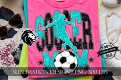 Soccer Mom Sublimation PNG, Teal Black Glitter Product Image 1