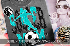 Soccer Mom Sublimation PNG, Teal Black Glitter Product Image 5