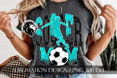Soccer Mom Sublimation PNG, Teal Black Glitter Product Image 6