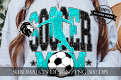 Soccer Mom Sublimation PNG, Teal Black Glitter Product Image 7