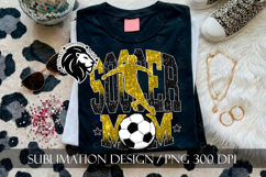 Soccer Mom Sublimation PNG, Yellow Black Glitter Product Image 3