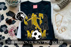 Soccer Mom Sublimation PNG, Yellow Black Glitter Product Image 3