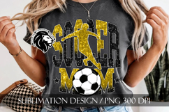 Soccer Mom Sublimation PNG, Yellow Black Glitter Product Image 5