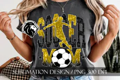Soccer Mom Sublimation PNG, Yellow Black Glitter Product Image 5