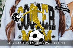 Soccer Mom Sublimation PNG, Yellow Black Glitter Product Image 1