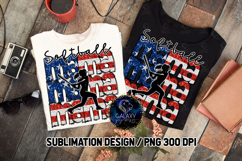 Patriotic Softball Mama Sublimation PNG DTF, Flag USA Product Image 2
