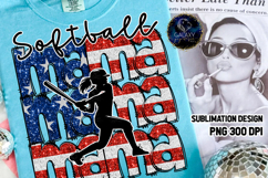 Patriotic Softball Mama Sublimation PNG DTF, Flag USA Product Image 1
