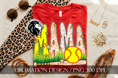 Peach Floral Softball Mama Sublimation PNG Product Image 4
