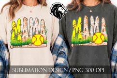 Peach Floral Softball Mama Sublimation PNG Product Image 6