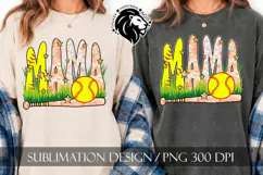 Peach Floral Softball Mama Sublimation PNG Product Image 6