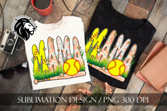 Peach Floral Softball Mama Sublimation PNG Product Image 7