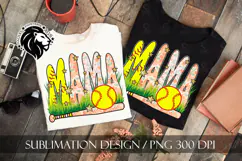 Peach Floral Softball Mama Sublimation PNG Product Image 7