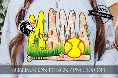 Peach Floral Softball Mama Sublimation PNG Product Image 2