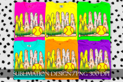 Peach Floral Softball Mama Sublimation PNG Product Image 8