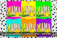 Peach Floral Softball Mama Sublimation PNG Product Image 8