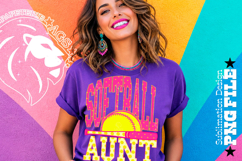 Pink Yellow Softball Aunt Polka Dots Sublimation PNG Product Image 3