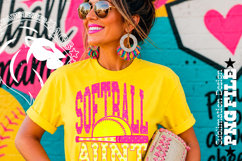 Pink Yellow Softball Aunt Polka Dots Sublimation PNG Product Image 1
