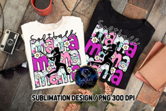Floral Softball Mama Sublimation PNG DTF, Pink Purple Product Image 3