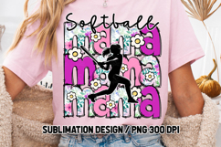 Floral Softball Mama Sublimation PNG DTF, Pink Purple Product Image 4