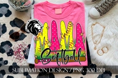 Pink Gold Softball Mama Polka Dots Sublimation PNG Product Image 4