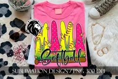 Pink Gold Softball Mama Polka Dots Sublimation PNG Product Image 4