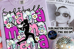 Floral Softball Mama Sublimation PNG DTF, Pink Purple Product Image 2
