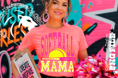 Pink Yellow Softball Mama Polka Dots Sublimation PNG Product Image 2