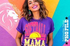 Pink Yellow Softball Mama Polka Dots Sublimation PNG Product Image 3