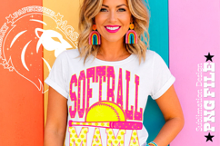 Pink Yellow Softball Mama Polka Dots Sublimation PNG Product Image 1