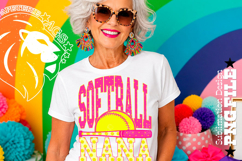 Pink Yellow Softball Nana Polka Dots Sublimation PNG Product Image 1