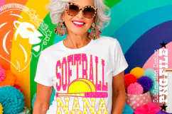 Pink Yellow Softball Nana Polka Dots Sublimation PNG Product Image 1