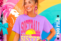 Pink Yellow Softball Sister Polka Dots Sublimation PNG Product Image 1
