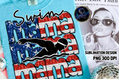 Patriotic Swim Mama Sublimation PNG DTF, Flag USA Product Image 1