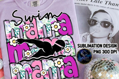 Floral Swim Mama Sublimation PNG DTF, Pink Purple Flowers Product Image 1